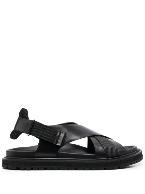 Premiata crossover-strap leather sandals Black 31866