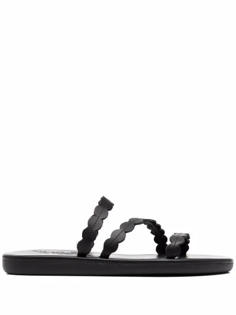 Ancient Greek Sandals Oceanis leather sandals Black OCEANISVACHETTABLACK