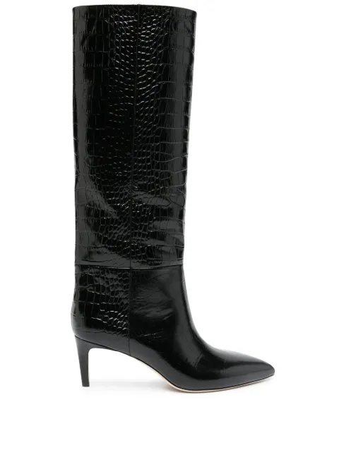 Paris Texas crocodile-embossed leather boots Black PX503XCOCO