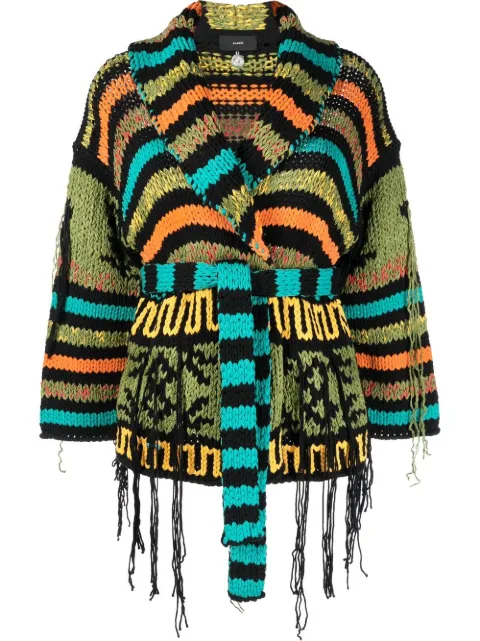 Alanui stripe-knit cardigan Green LWHB070S22KNI0011085