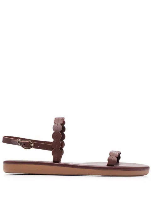 Ancient Greek Sandals Aroula leather sandals Brown AROULAVACHETTACHESTNUT