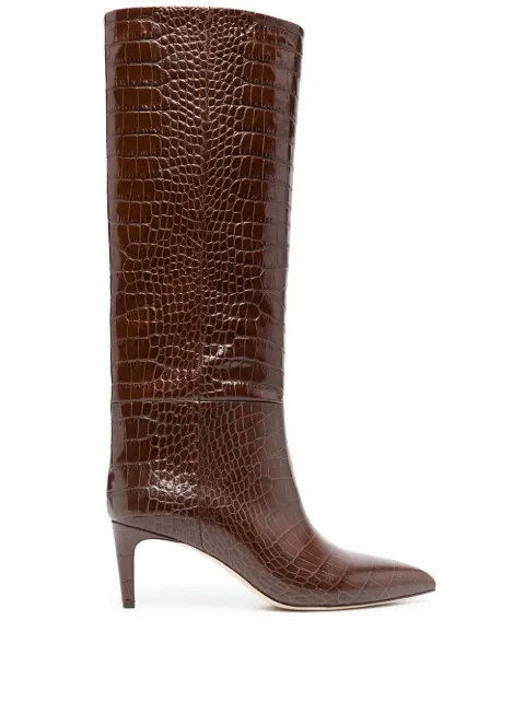Paris Texas 65mm crocodile-effect leather boots Brown PX503XCOCO