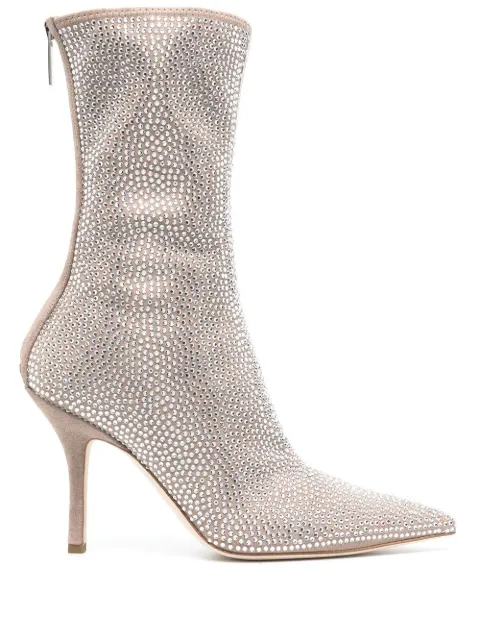 Paris Texas crystal-embellished 105mm pointed boots Neutrals PX831XVLCH