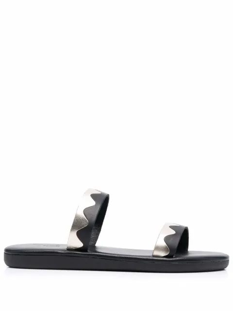 Ancient Greek Sandals Paralia zigzag-band leather sandals Black PARALIAVACHETTABLACKPLATINUM