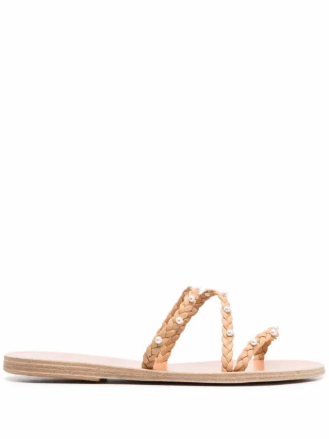 Ancient Greek Sandals Ekaterini pearl leather sandals Neutrals EKATERINIPEARLSNAPPANATURAL