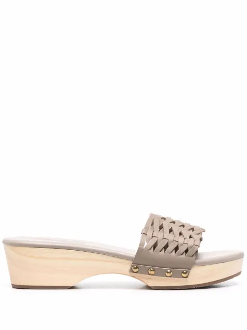Ancient Greek Sandals interwoven-detail leather clogs Grey OPENWOVENCLOGVACHETTACEMENT