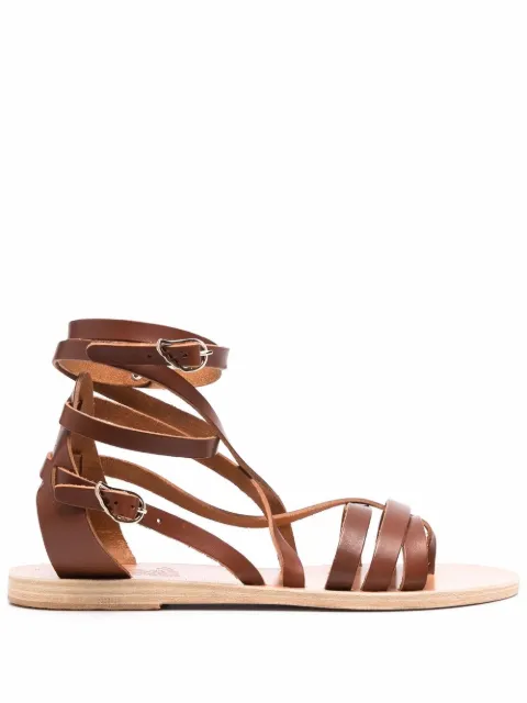 Ancient Greek Sandals Satira gladiator leather sandals Brown SATIRAVACHETTACOTTO