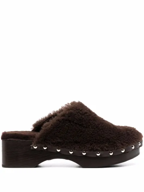 Ancient Greek Sandals 50mm closed sheepskin clogs Brown THECLOGSHEEPSKINBROWN