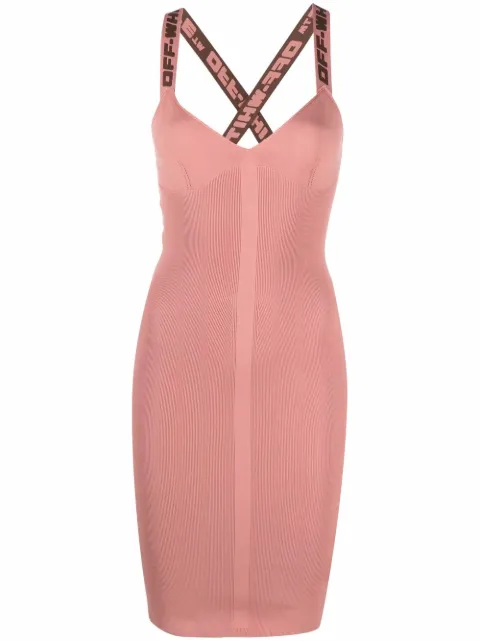 Off-White logo-strap mini dress Pink OWHI022S22KNI0013160