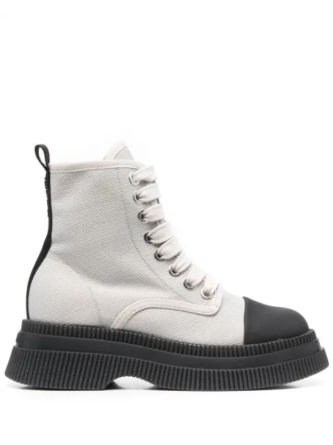 GANNI Creepers lace-up ankle boots Grey S1760