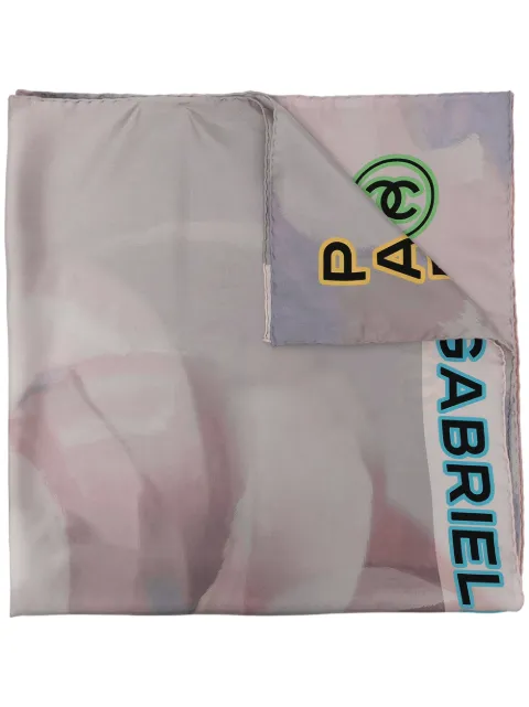 CHANEL Pre-Owned CC Camélia motif silk scarf Pink DPBOG6378