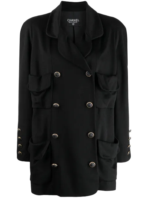 CHANEL Pre-Owned double-breasted cashmere jacket Black DPBOG6404