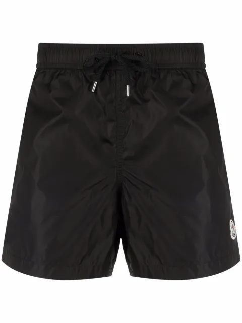 Moncler logo-patch drawstring swim shorts Black L20912C0000453326