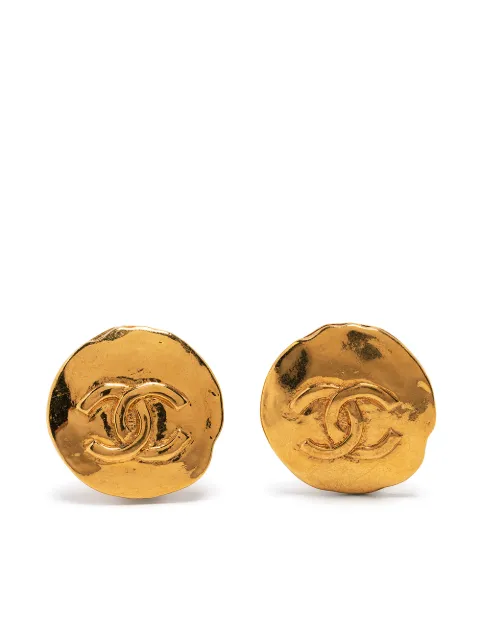 CHANEL Pre-Owned 1993 CC round clip-on earrings Gold ER93P