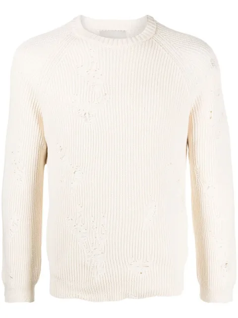 Laneus ripped ribbed-knit jumper Neutrals MGU572