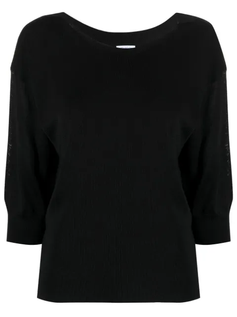 Malo fine-knit short-sleeve top Black DXA183FEL02
