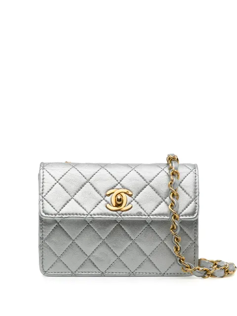 CHANEL Pre-Owned 1990s diamond-quilted mini bag Silver 1445951