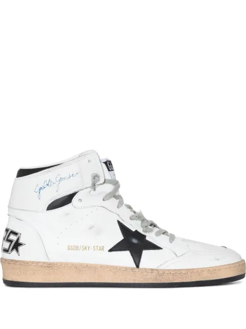 Golden Goose Sky-Star in white leather with black leather star sneakers White GMF00230F002190