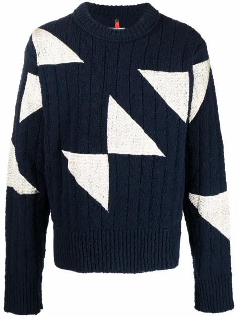 OAMC geometric crew-neck jumper Blue OAMU750467FLTOA001A