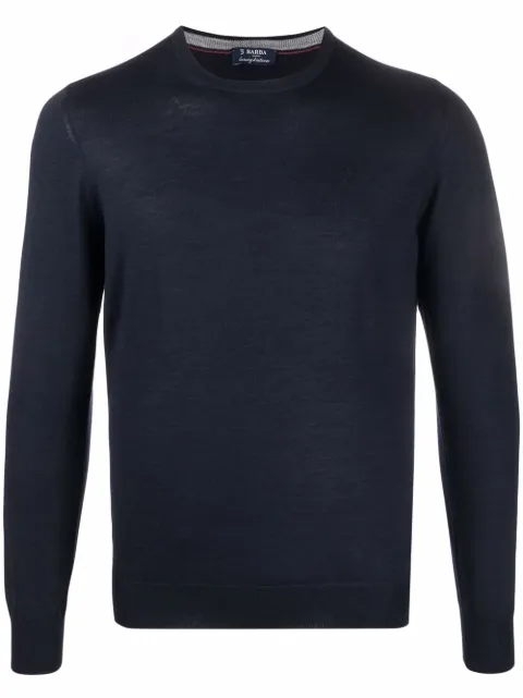Barba fine-knit crew-neck jumper Blue 1319057567