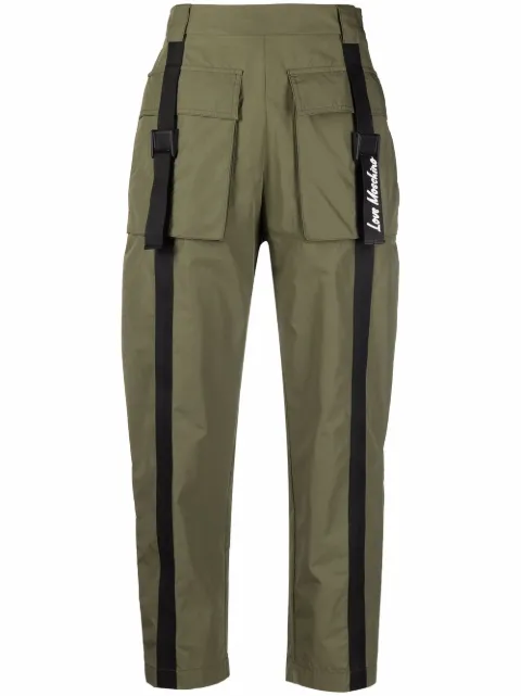 Love Moschino flap-pockets cotton-blend parachute trousers Green D22WPA7980T245A