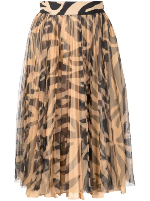 Off-White zebra-print flared skirt Brown OWCC147S22FAB0016110