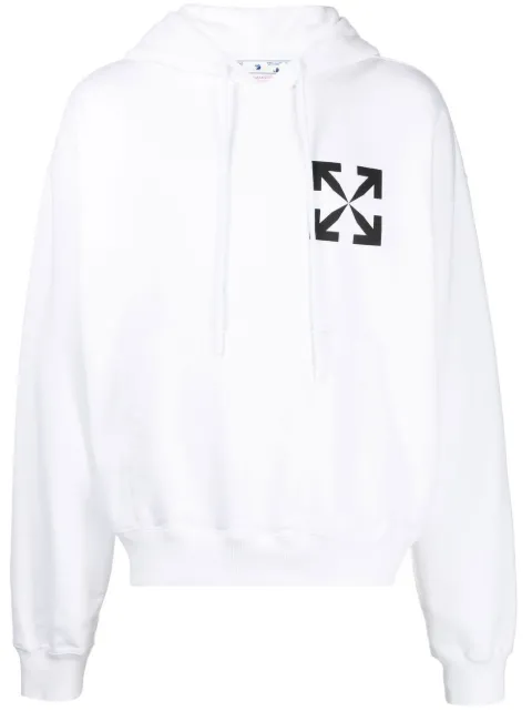 Off-White Arrows-print cotton hoodie White OMBB037C99FLE0021001
