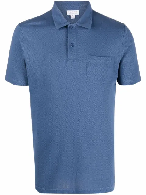Sunspel pocket cotton polo shirt Blue MPOL1026