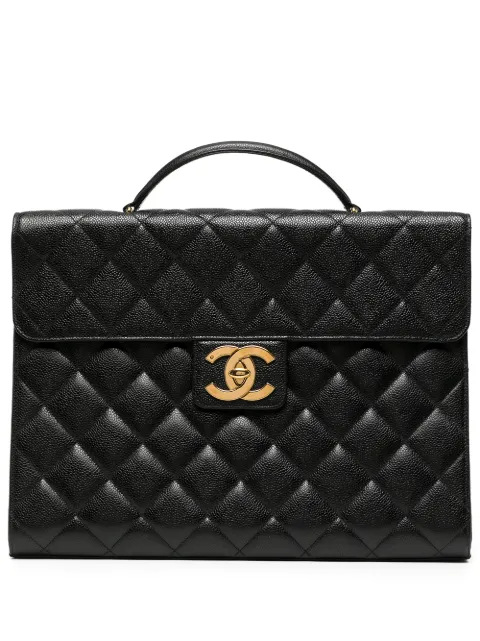 CHANEL Pre-Owned 1995 CC Turn-lock briefcase Black 3443153