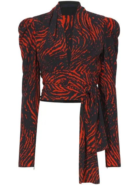 Proenza Schouler abstract-print V-neck top Brown R2244022BYP137