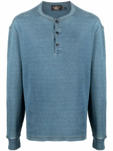 Ralph Lauren RRL button-plaquet cotton T-Shirt Blue 782658321001