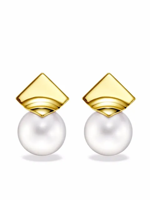 TASAKI 18kt yellow gold M/G TASAKI SQUARE LEAF freshwater pearls stud earrings Gold EC4323Y
