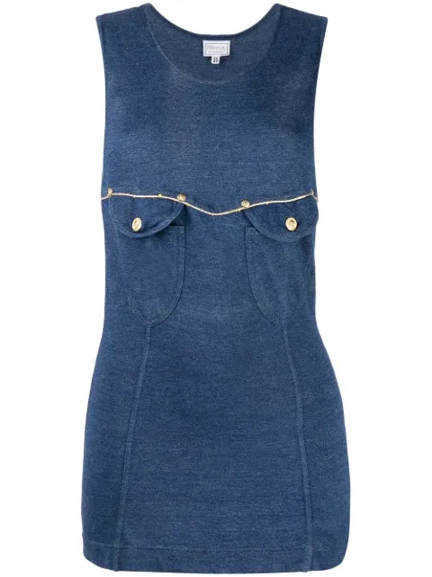 Versace Pre-Owned 2000s flap pockets sleeveless top Blue VER250BG