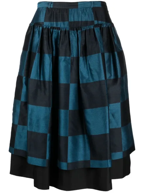 Valentino Garavani Pre-Owned 1980s grid-print silk skirt Black VAL600D