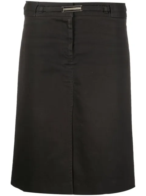 Dolce & Gabbana Pre-Owned 1990s logo-plaque A-line skirt Black DOGA25OM
