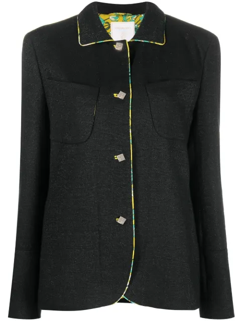 PUCCI Pre-Owned 2000s contrast-trim wool jacket Black EPU390Z