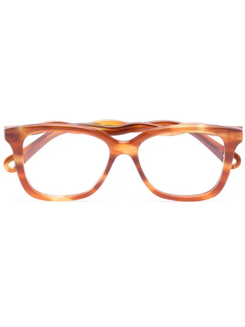 Chloé Eyewear wavy arms rectangle-frame glasses Orange CH0090O