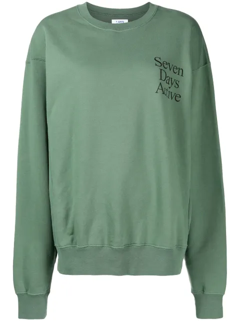 7 DAYS Active logo-print crew neck sweatshirt Green 90257