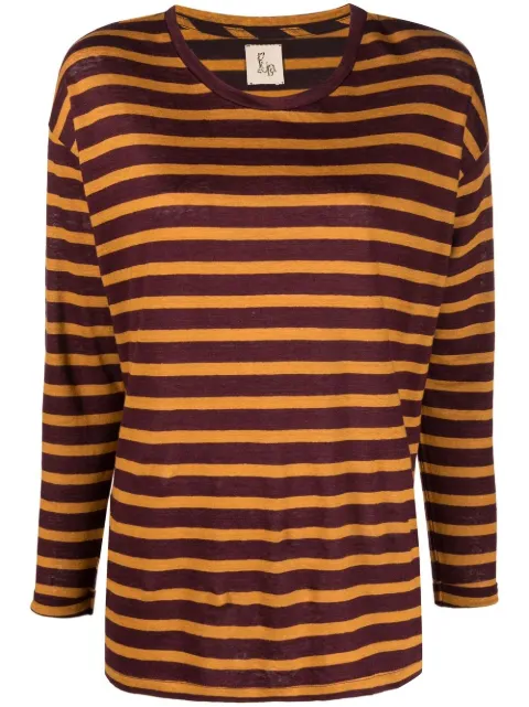 PAULA stripe-print linen T-shirt Yellow 21LINENPAULA5