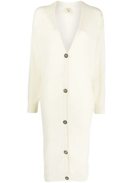 PAULA V-neck cashmere cardi-coat White 21CASHPAULA3A