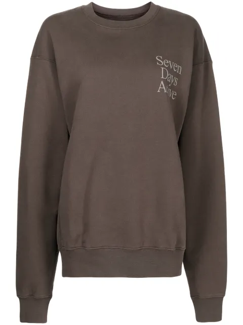 7 DAYS Active logo-print crew neck sweatshirt Brown 90257
