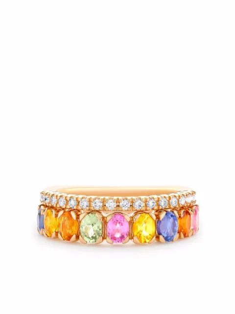 Pragnell 18kt rose gold Rainbow sapphire and diamond ring Pink F0655