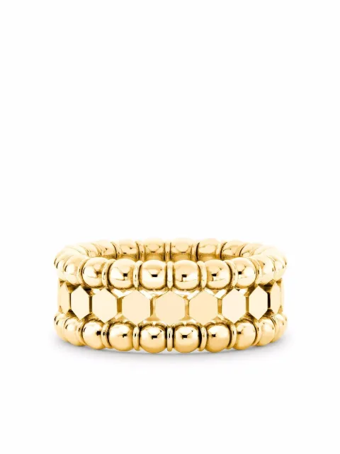 Pragnell 18kt yellow gold Bohemia three-row ring Gold CR0057