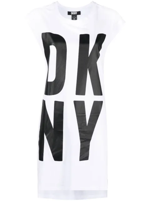 DKNY logo-print sleeveless tunic top White P1RHRB2M