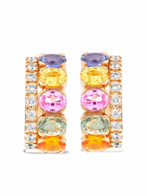 Pragnell 18kt rose gold Rainbow sapphire and diamond hoop earrings Pink F0656