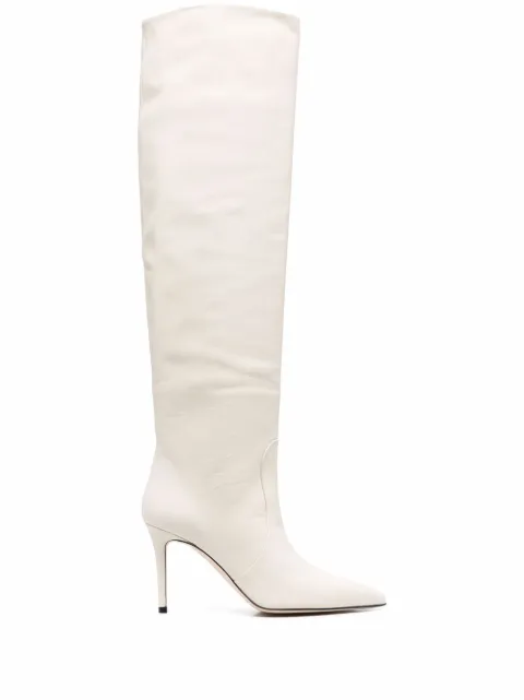 Scarosso x Brian Atwood Carra leather boots Neutrals CARRABOOTBEICALF