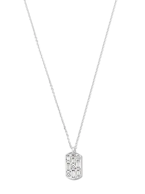 Suzanne Kalan 18kt white gold Inlay diamond dog tag pendant necklace Silver BAP735WG