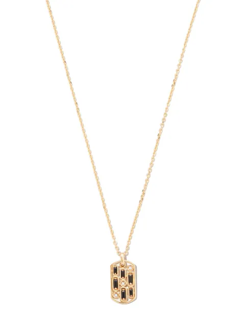 Suzanne Kalan 18kt yellow gold Inlay sapphire dog tag pendant necklace Gold BAP743YG