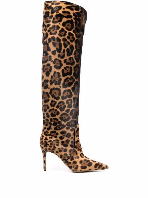 Scarosso x Brian Atwood Carra leopard-print boots Brown CARRABOOTLEOPONY