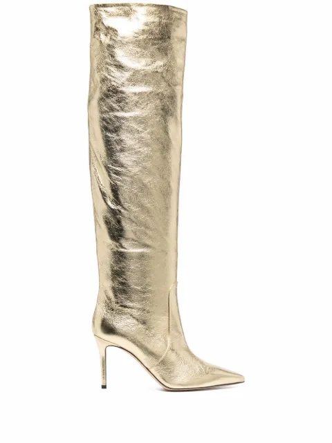 Scarosso x Brian Atwood Carra metallic-effect boots Yellow CARRABOOTGOLCALF